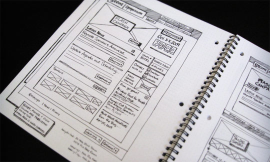 sketched wireframes