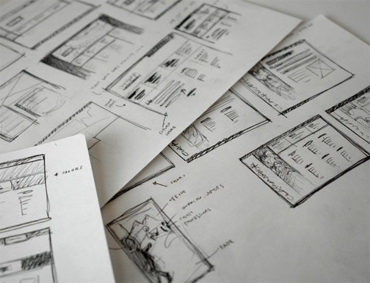 sketched wireframes