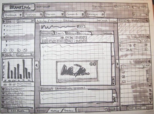 sketched wireframes