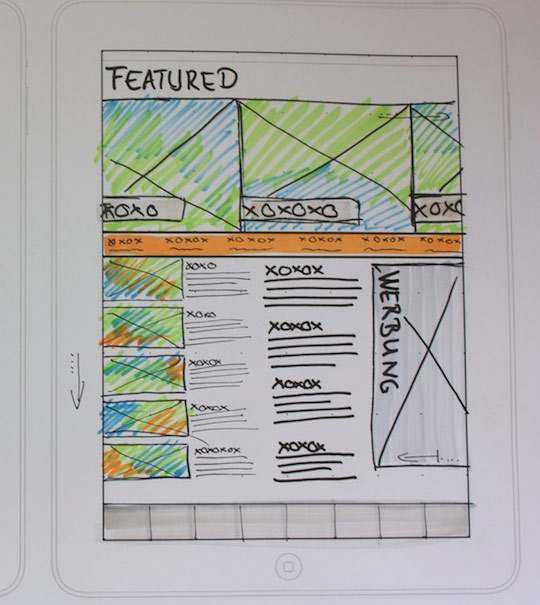 sketched wireframes