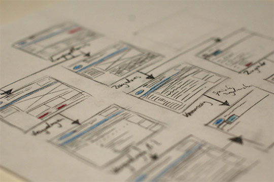 sketched wireframes