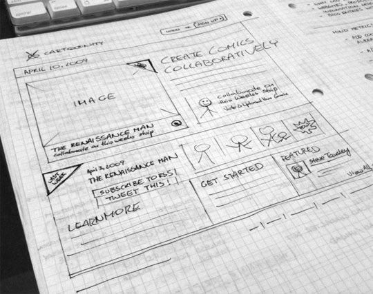 sketched wireframes