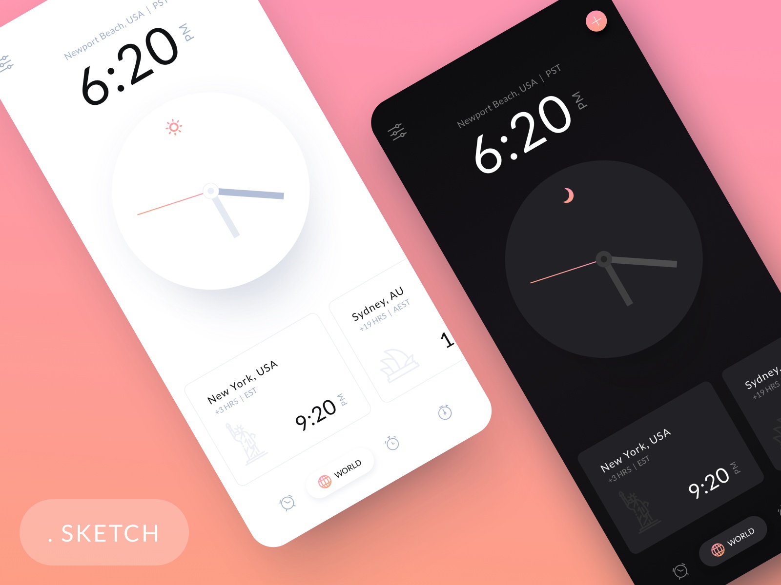 iOS Clock App - Light and Dark Theme | Free Mockup