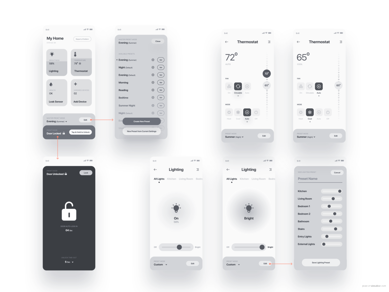 Smart home app / presets module usability pattern