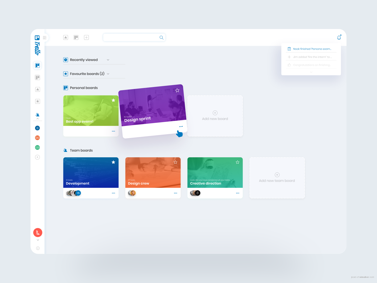 Trello Dashboard Redesign Concept