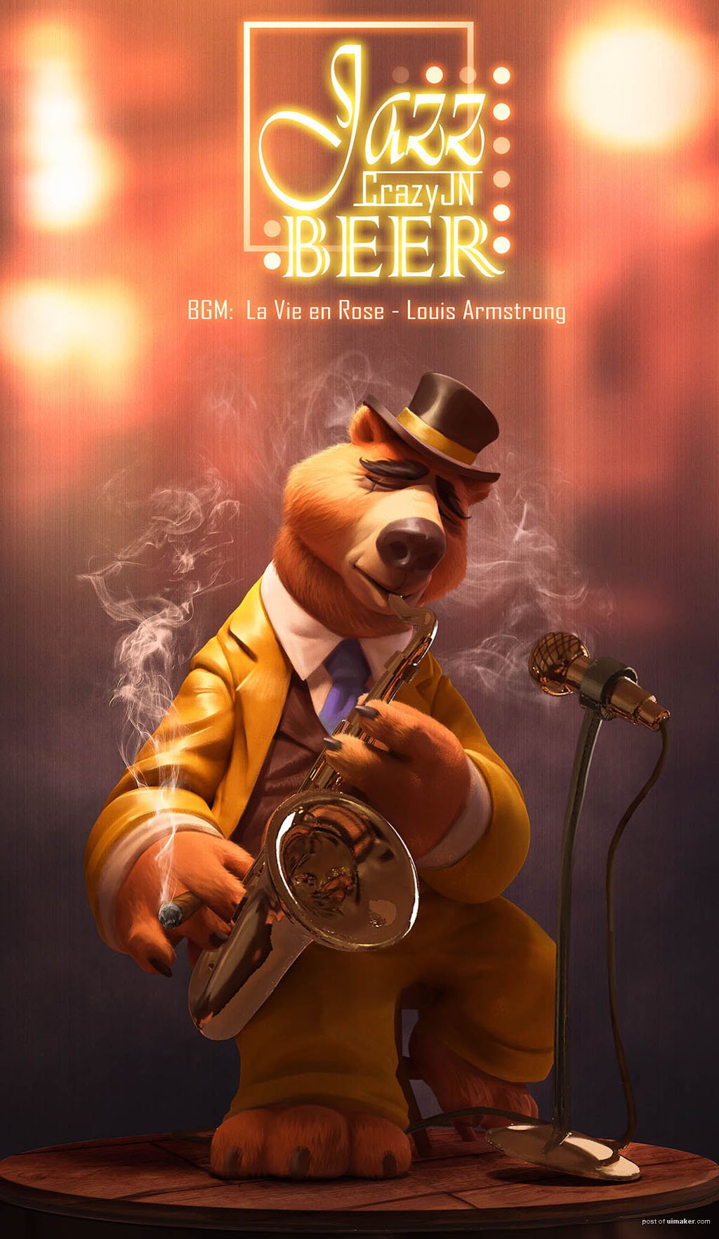 digital art illustration jazz bear