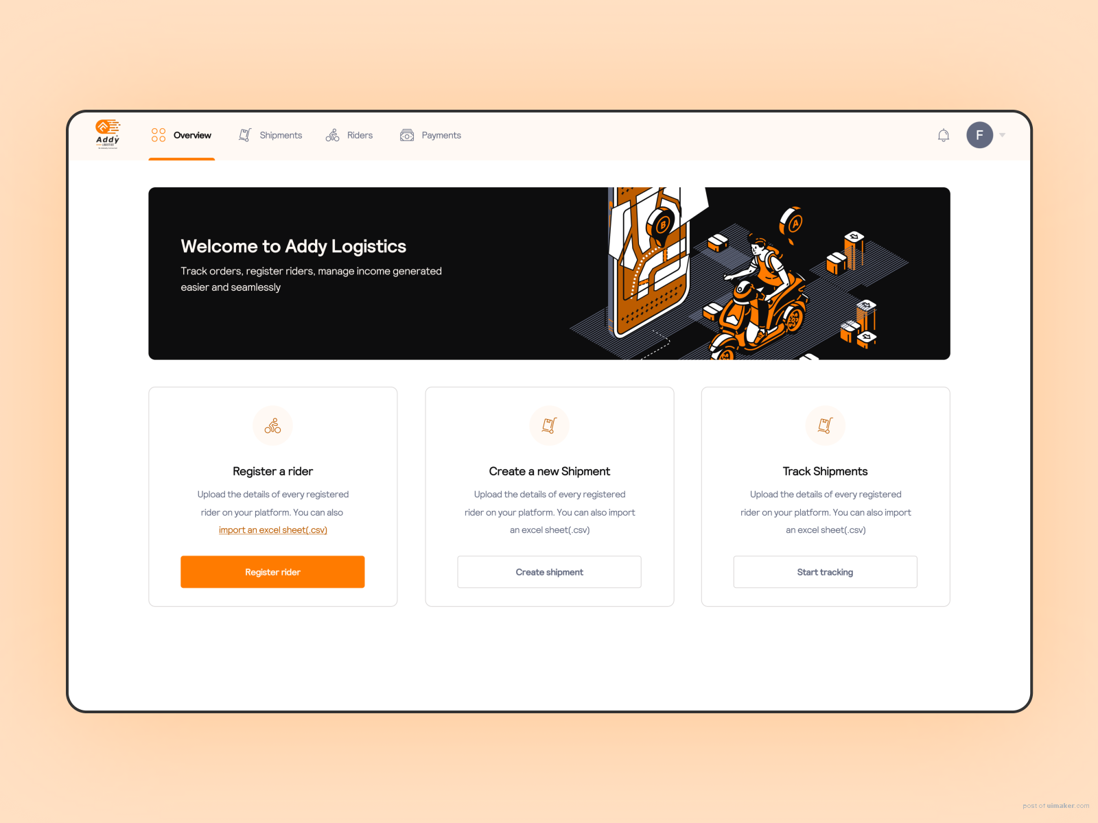 Delivery and logistics web app