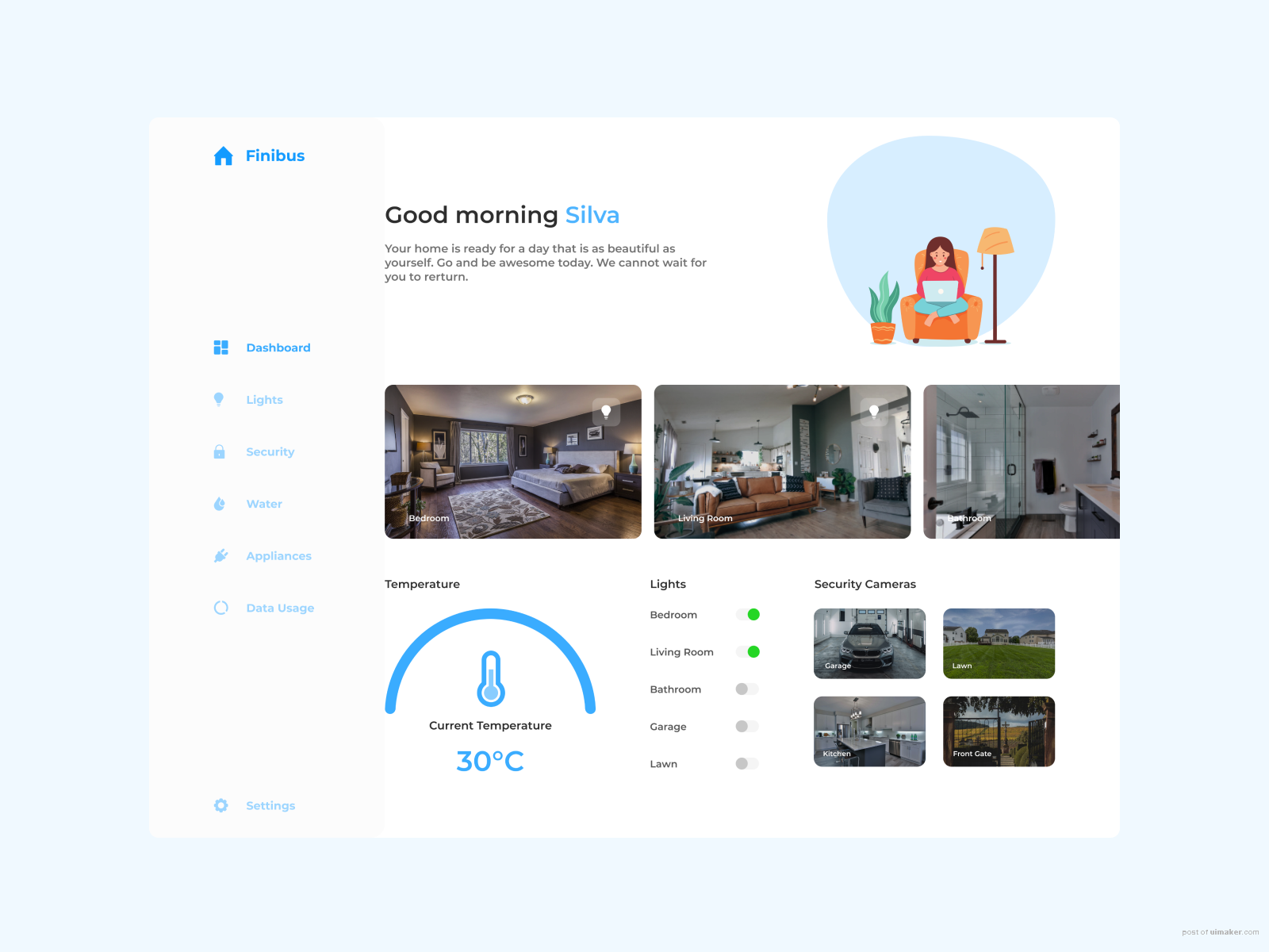 Daily UI Challenge Day 21 - Home Monitoring Dashbaord