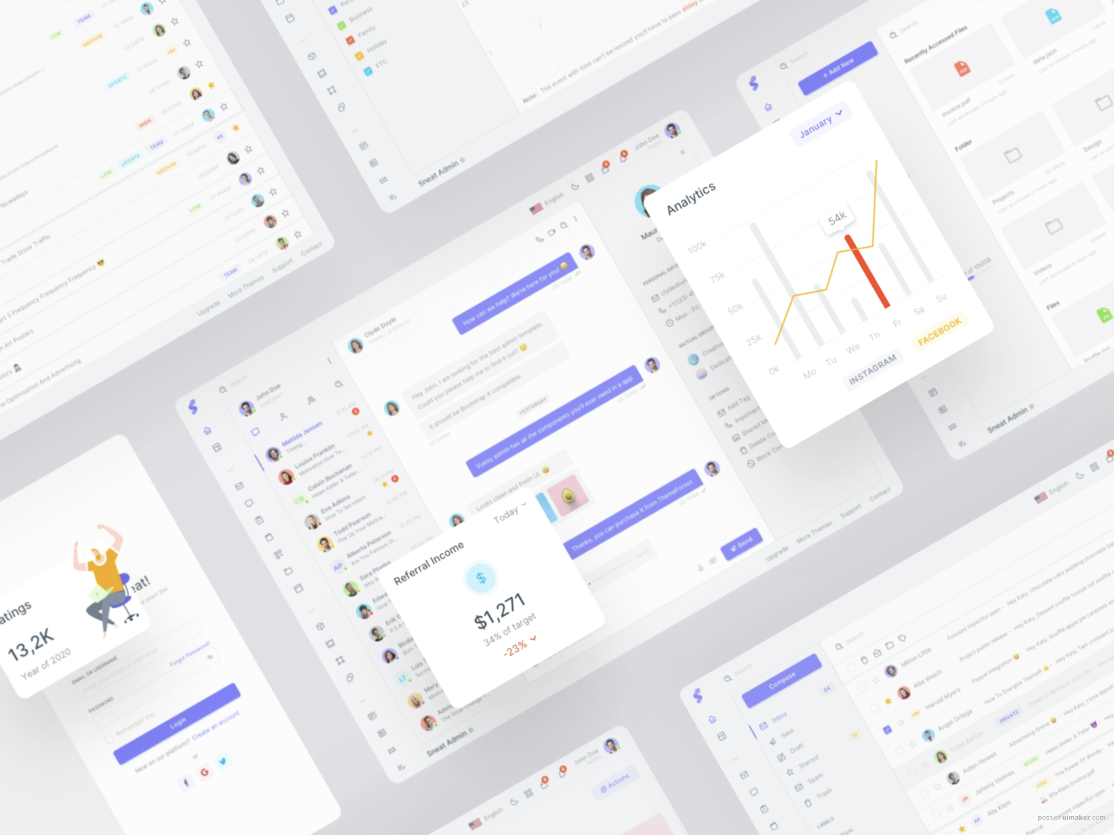 Sneat Clean &amp; Minimal Dashboard UI Kit&#39;s Apps, Pages &amp; Widgets