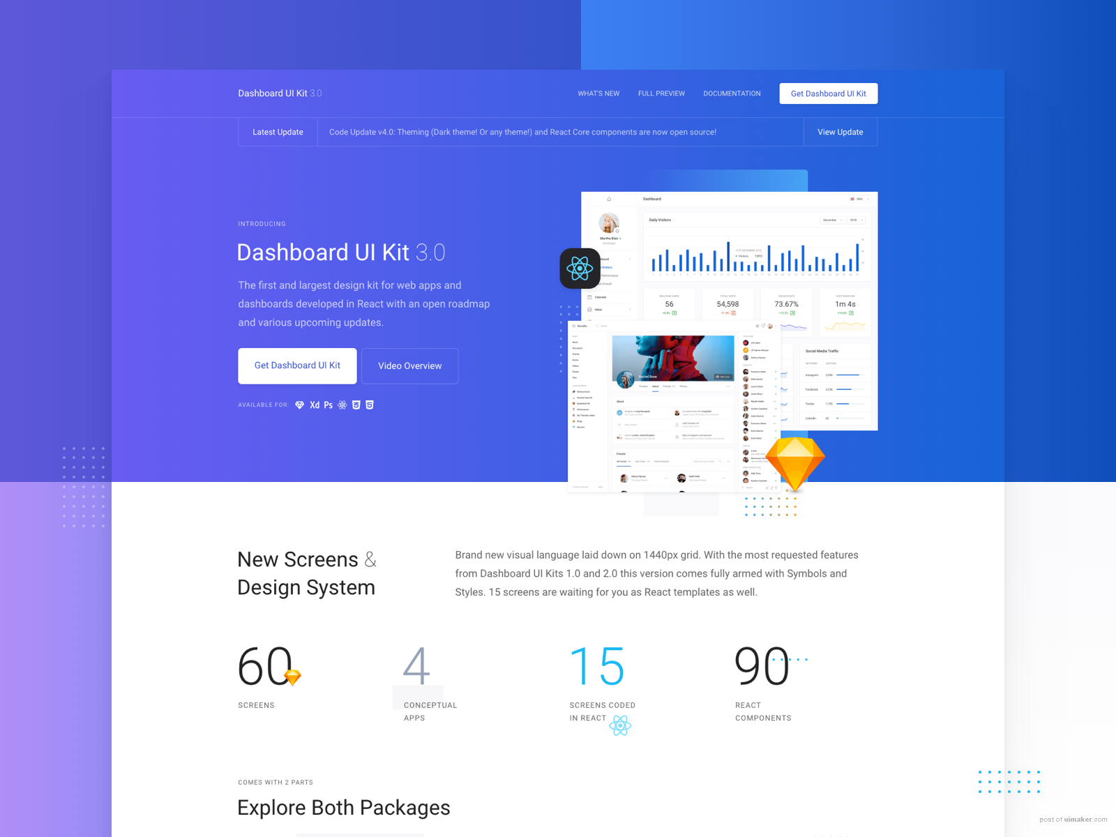 Dashboard UI Kit 3.0 - Landing Page Live