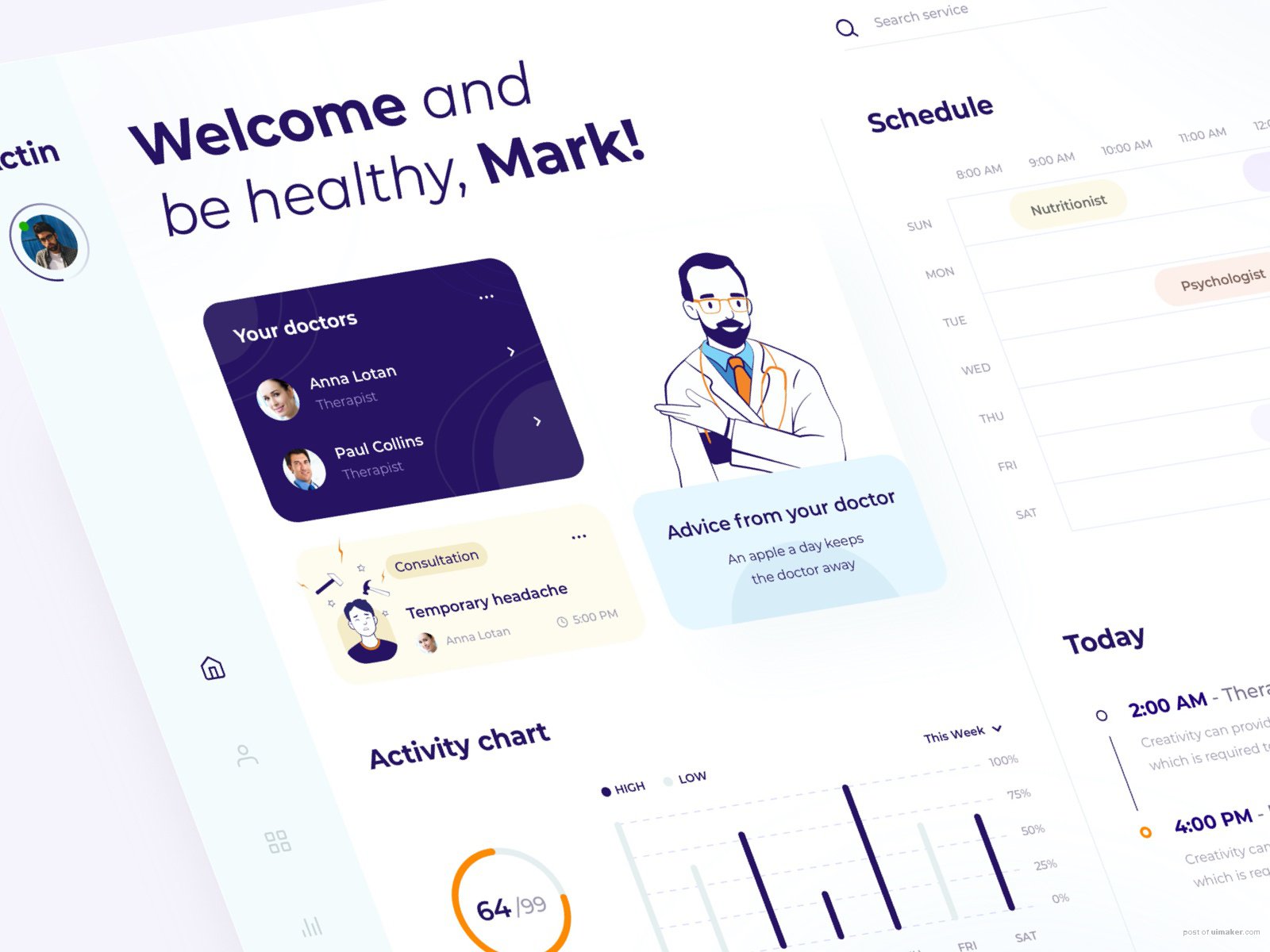 Actin medic UX/UI dashboard design