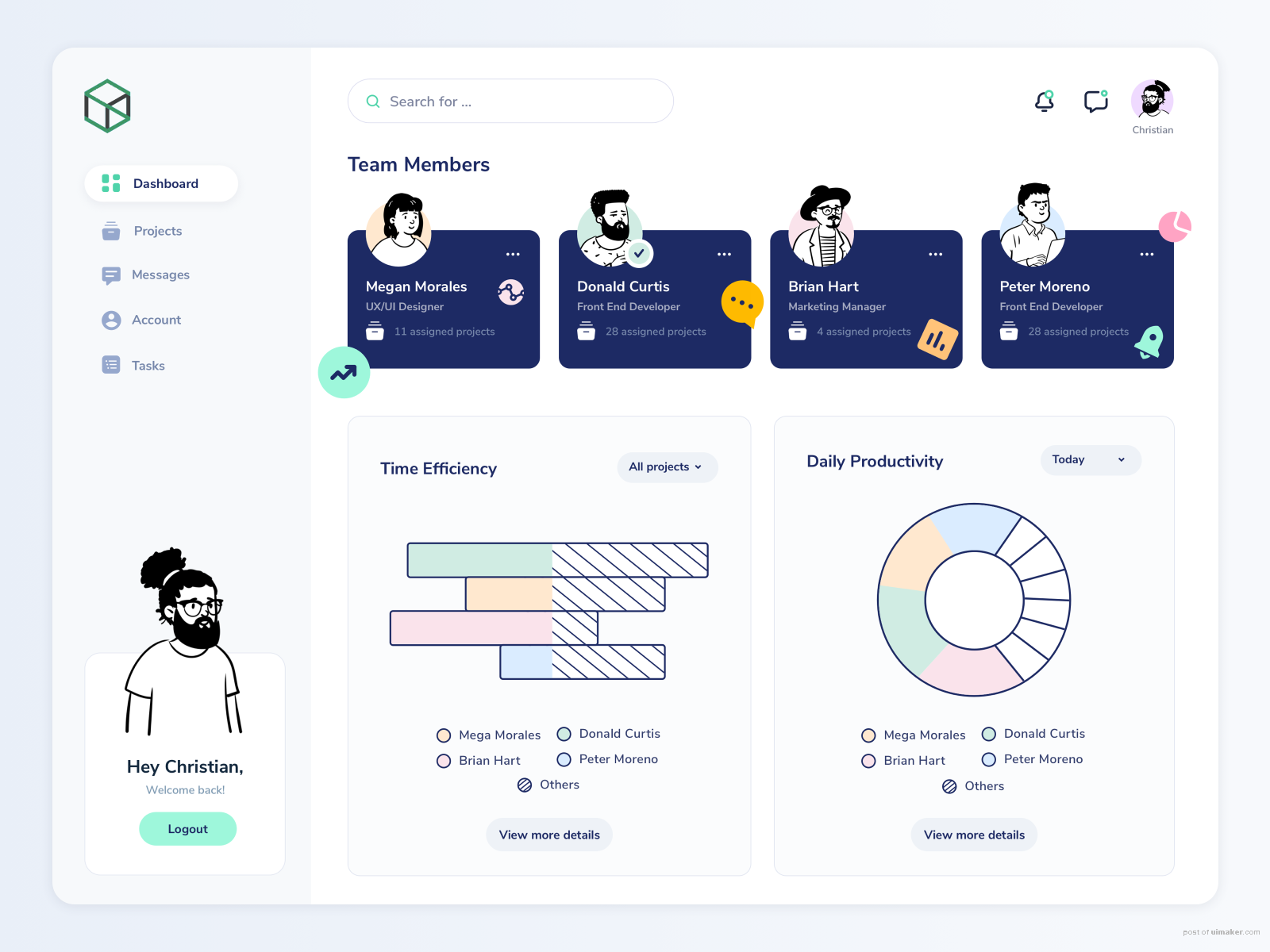 Project Management App - Dashboard Design