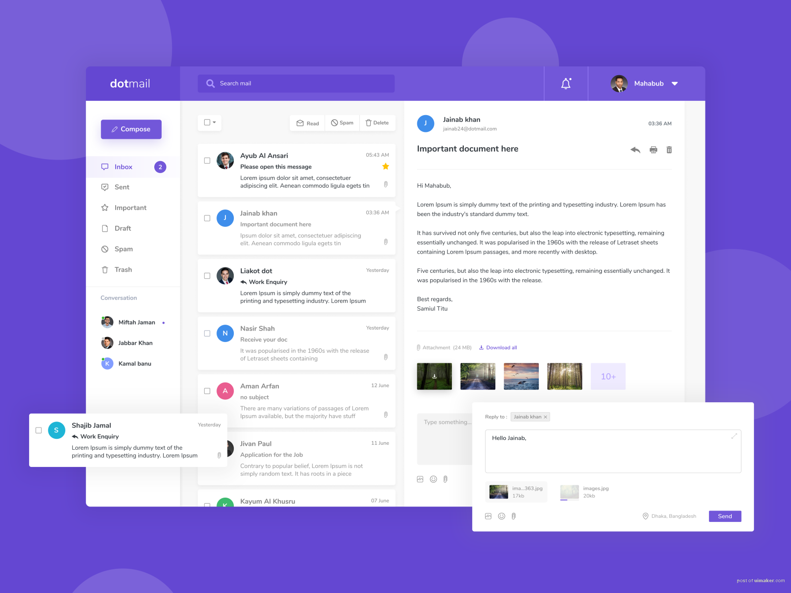 Email dashboard design