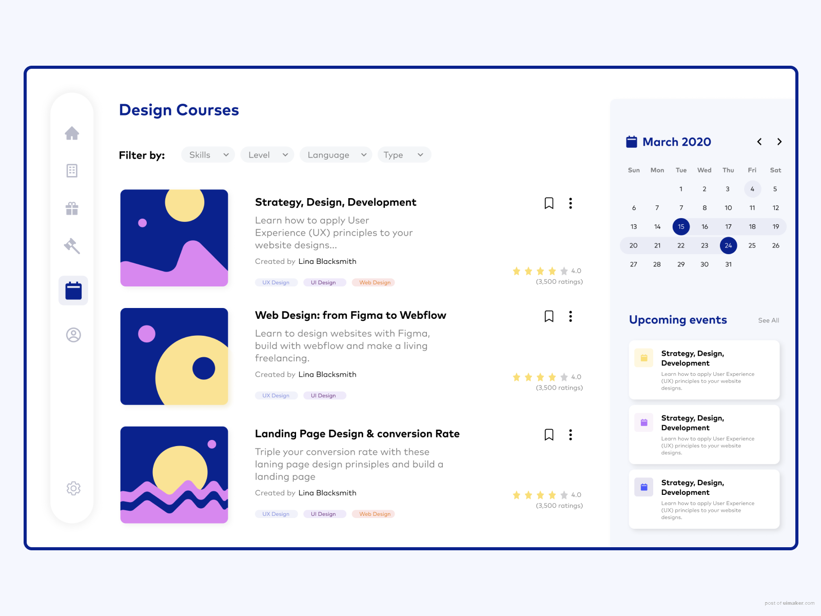 Design Courses Dashboard Design