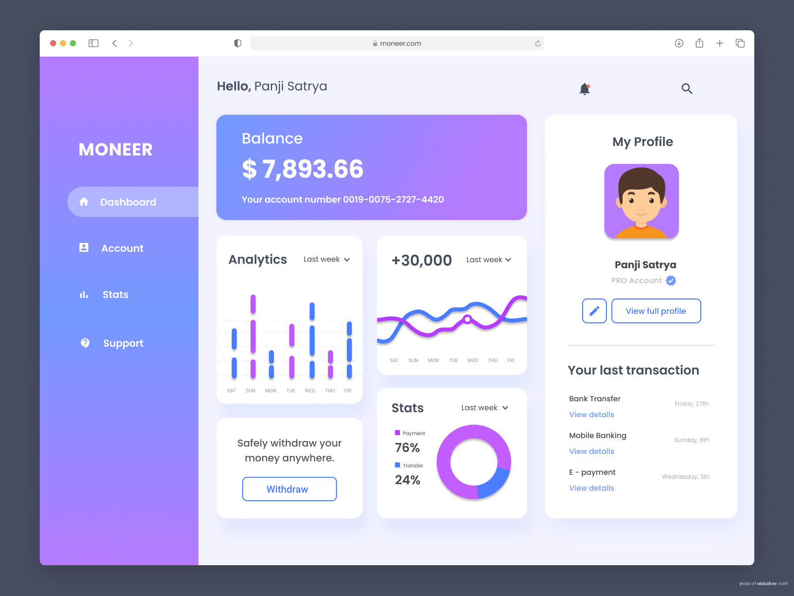 Moneer - Web Design UI Rework