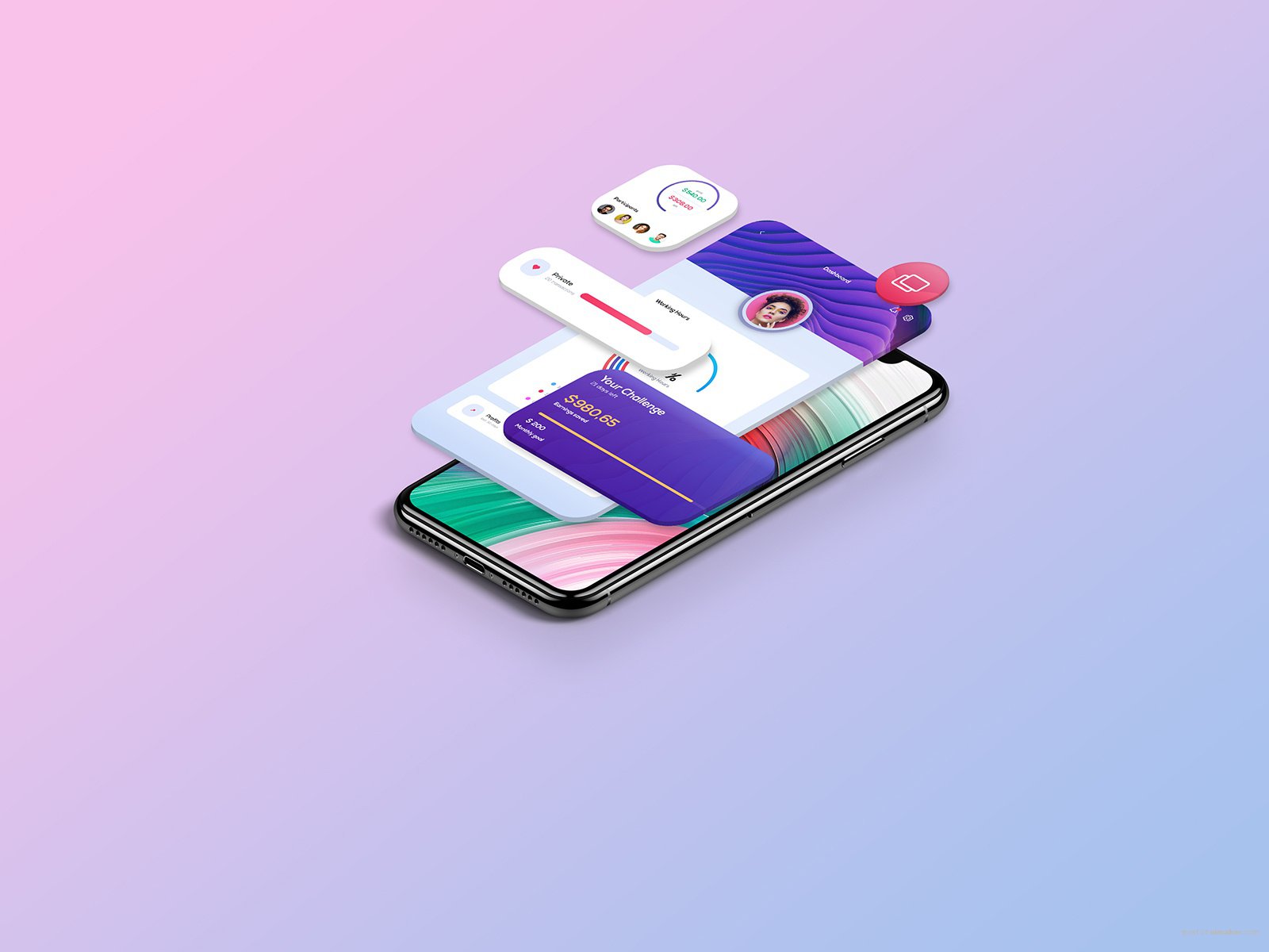 UI App Isometric Mockup