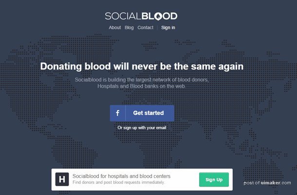 dark blue socialblood website page