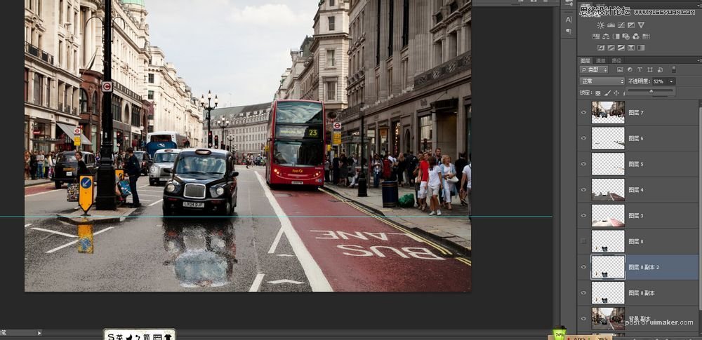 Photoshop给城市街道照片添加雨后效果图
