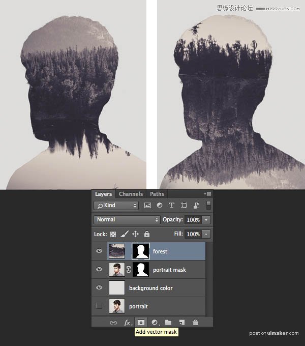 Photoshop制作水墨风格二次曝光人像效果