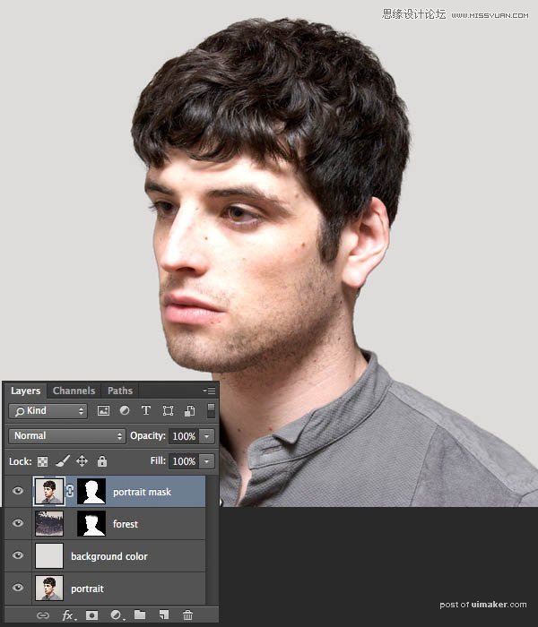 Photoshop制作水墨风格二次曝光人像效果