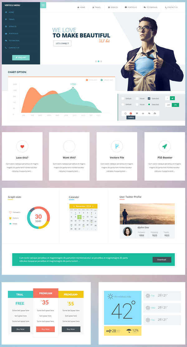 Modern UI Kit PSD