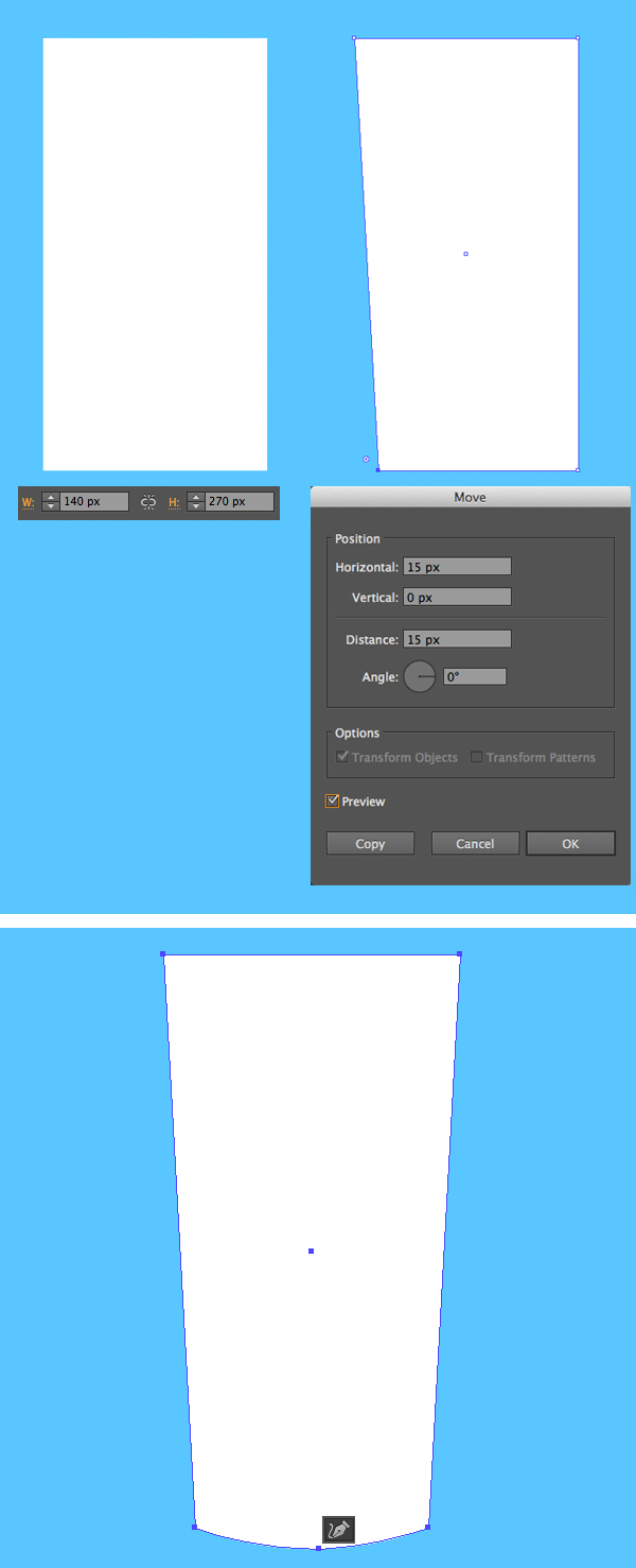 start shaping the glass from the rectangle