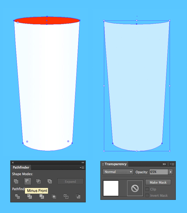 use minus front to cut the shapes