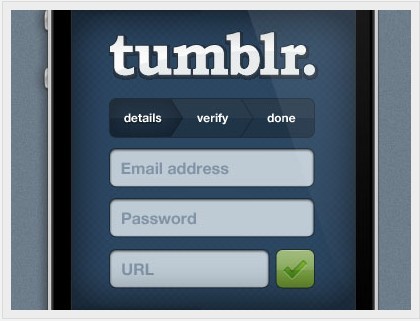 Tumblr app sign-up