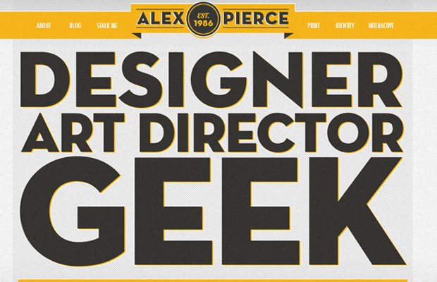 alex pierce the geek designer homepage portfolio