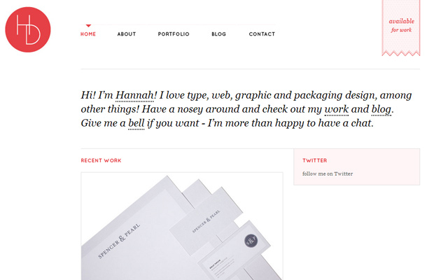 hannah dollery website homepage graphic designer portfolio