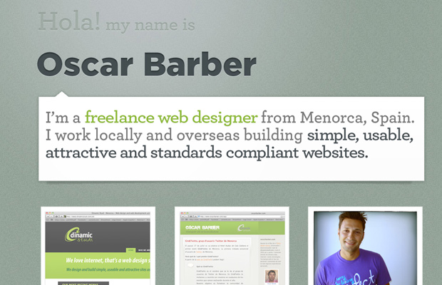 oscar barber freelance designer homepage green portfolio