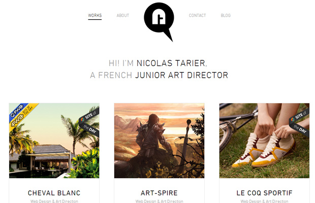 nicolas tarier website white clean typography