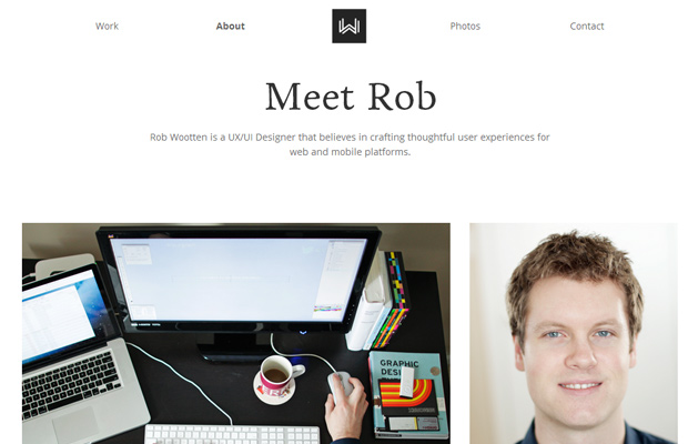 rob wootten website homepage layout