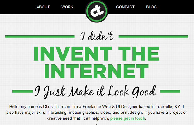 chris thurman website portfolio design clean homepage
