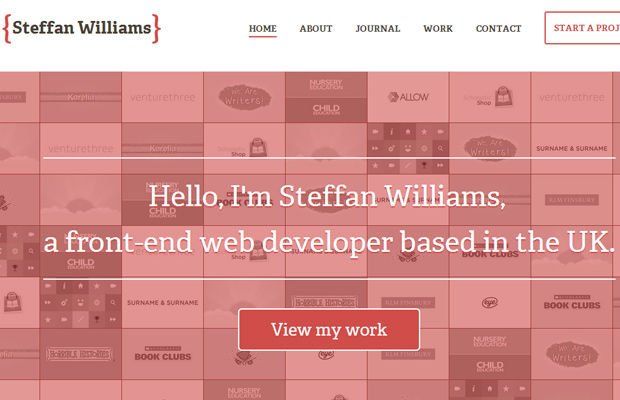 steffan williams website design portfolio header clean